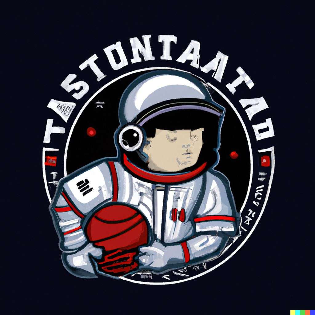 an astronaut, baseball team emblem design